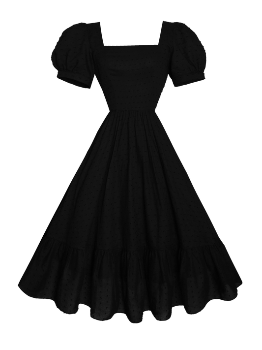 MTO - Isadora Dress "Dotted Swiss" Black