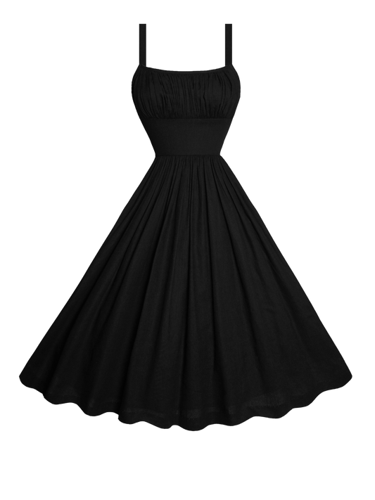 MTO - Grace Dress in Midnight Black Linen