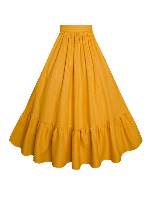 MTO - Rosita Skirt in Tuscany Yellow Linen