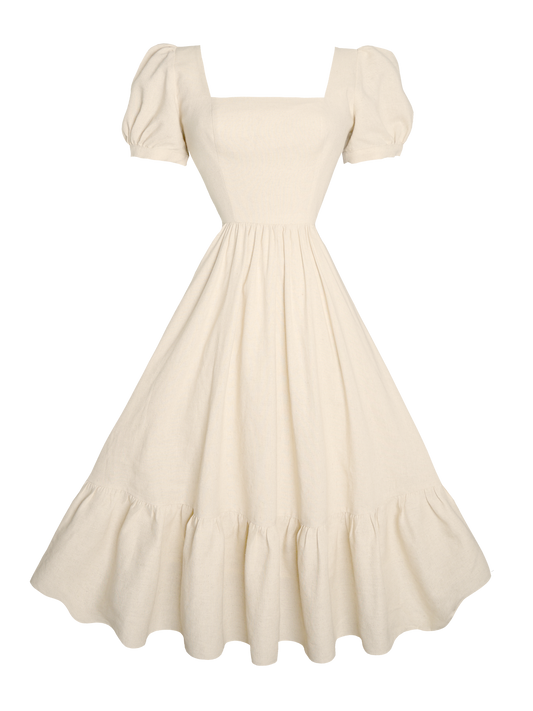 MTO - Isadora Dress in Parchment Ivory Linen