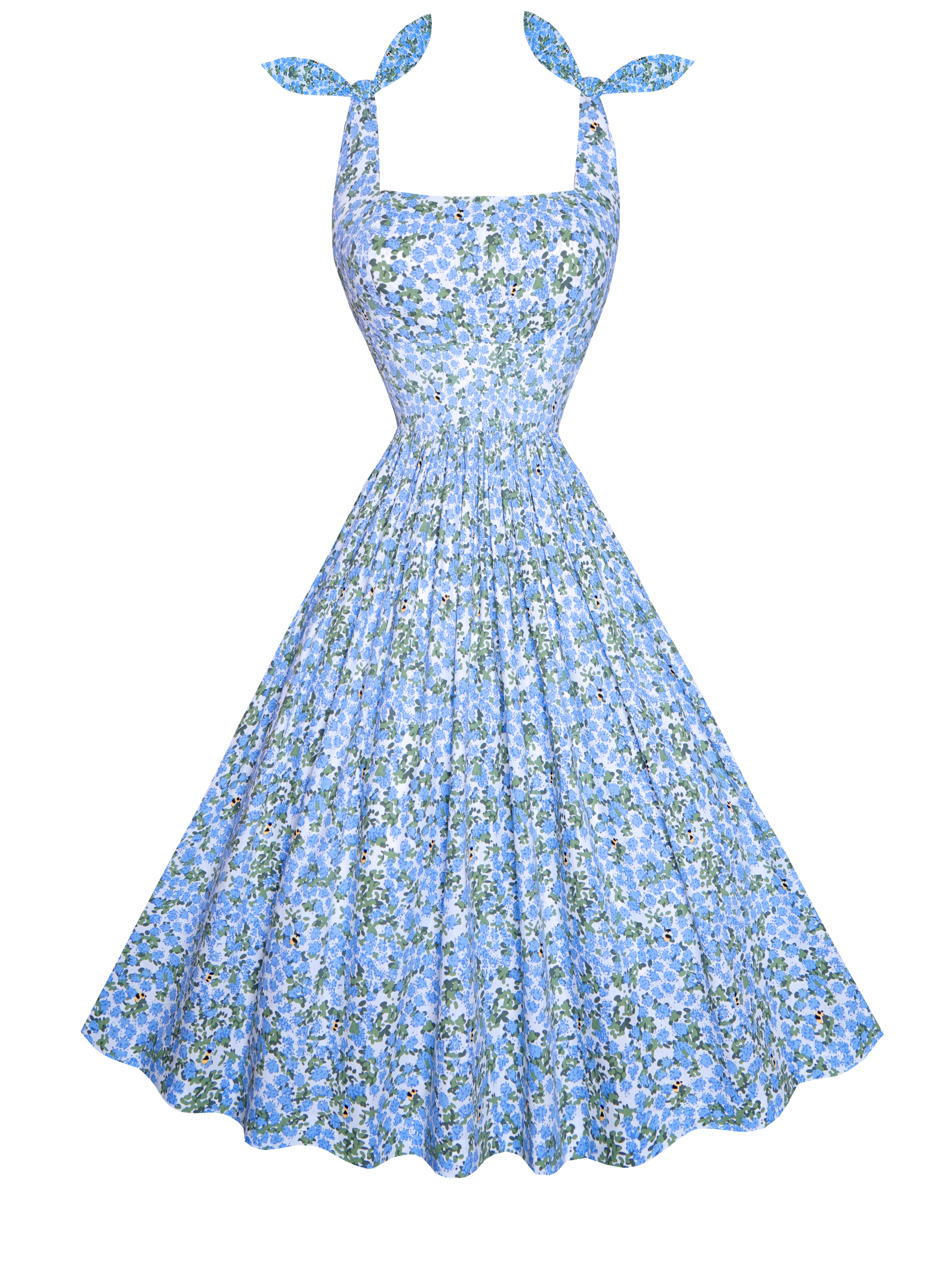 MTO - Gilda Dress "Beeloved Blooms" Blue