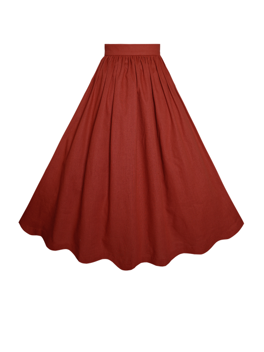 MTO - Lola Skirt Brick Red Linen