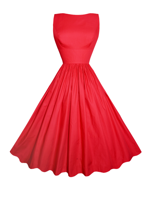 MTO - Madeline Dress Cardinal Red Cotton