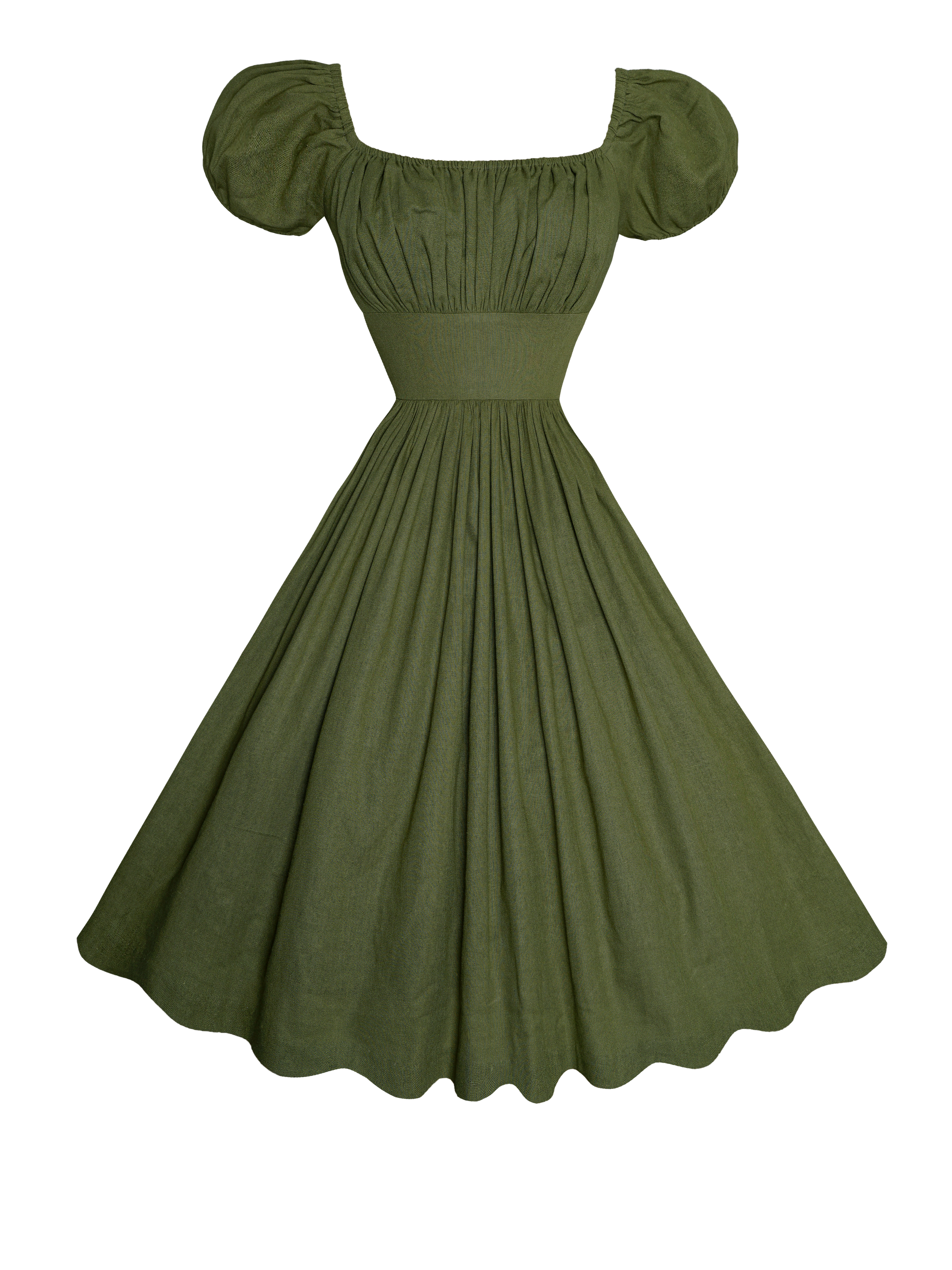 MTO - Loretta Dress in Hunters Green Linen