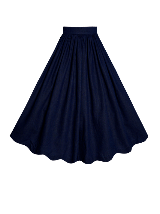 MTO - Lola Skirt in Indigo Blue Linen