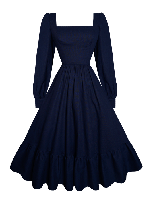 MTO - Mary Dress in Indigo Blue Linen