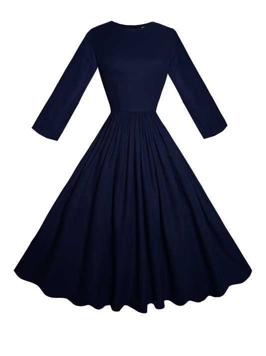 MTO - Marianne Dress in Indigo Blue Linen