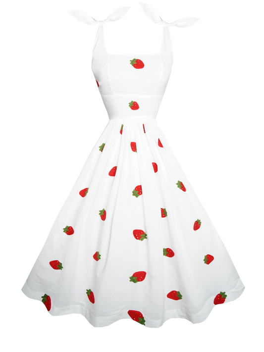 MTO - Gilda Dress "Strawberry Delight" Embroidered