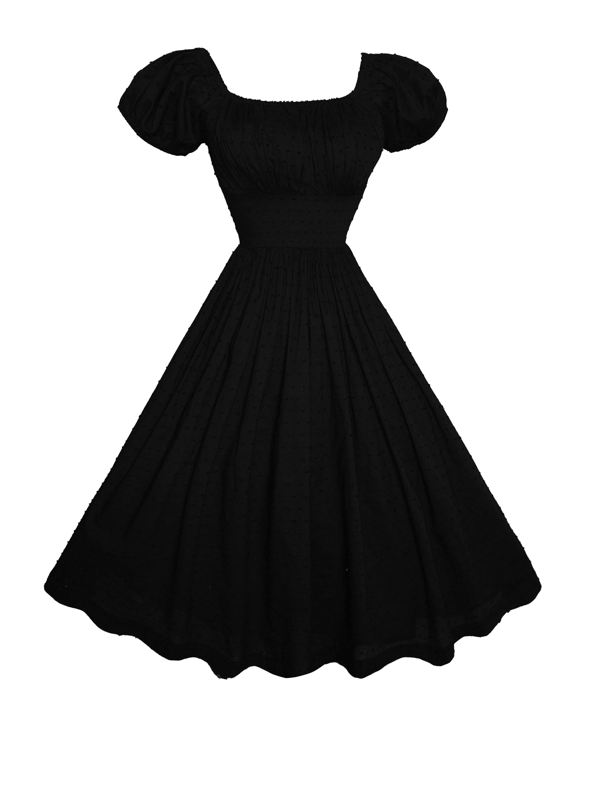 MTO - Loretta Dress in "Dotted Swiss" Black