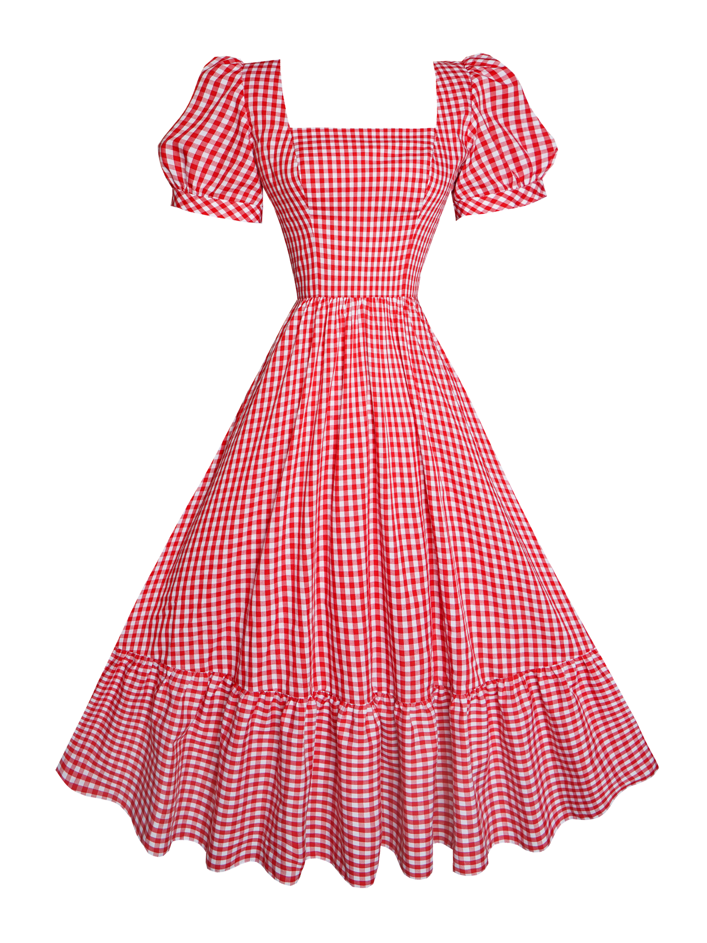 MTO - Isadora Dress in Red Gingham - Medium Checks