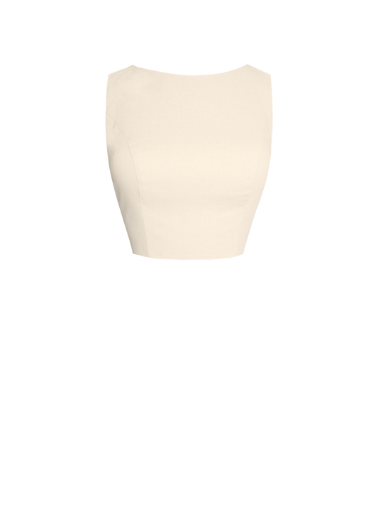 MTO - Georgia Top in Parchment Ivory Linen