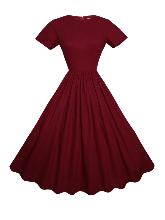 MTO - Dorothy Dress Carmine Red Linen