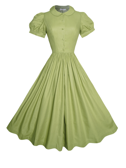 MTO - Amelie Dress Matcha Green Cotton
