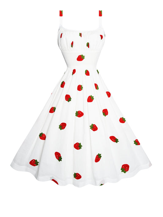 MTO - Grace Dress in "Strawberry Delight" Embroidered