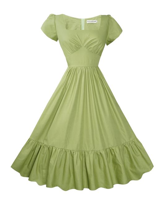 MTO - Ava Dress in Matcha Green Cotton