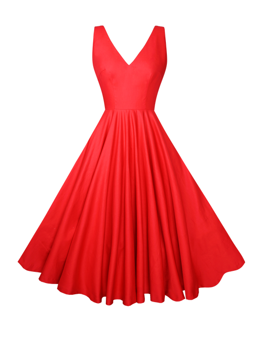 MTO - Diana Dress in Cardinal Red Cotton