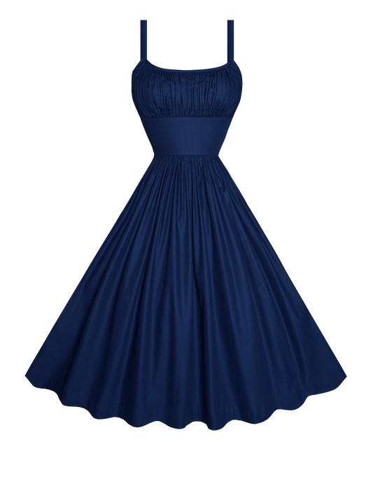 MTO - Grace Dress in Navy Blue Cotton
