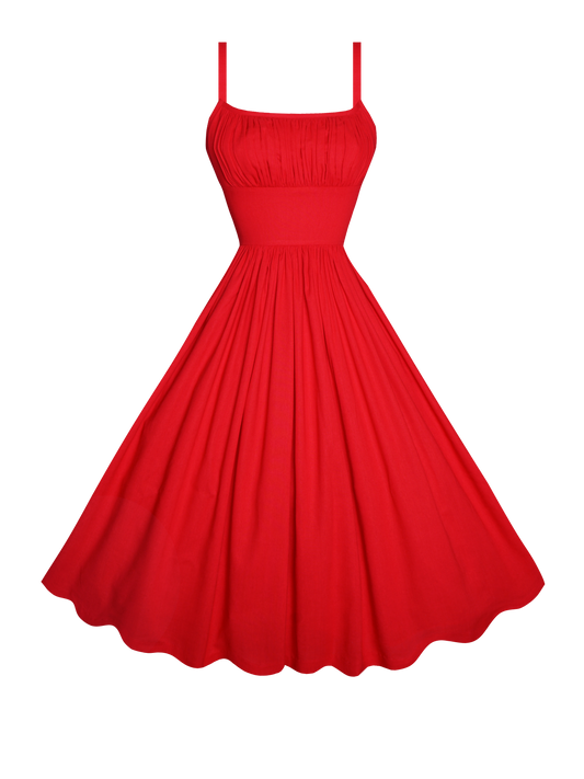 MTO - Grace Dress in Chili Red Linen