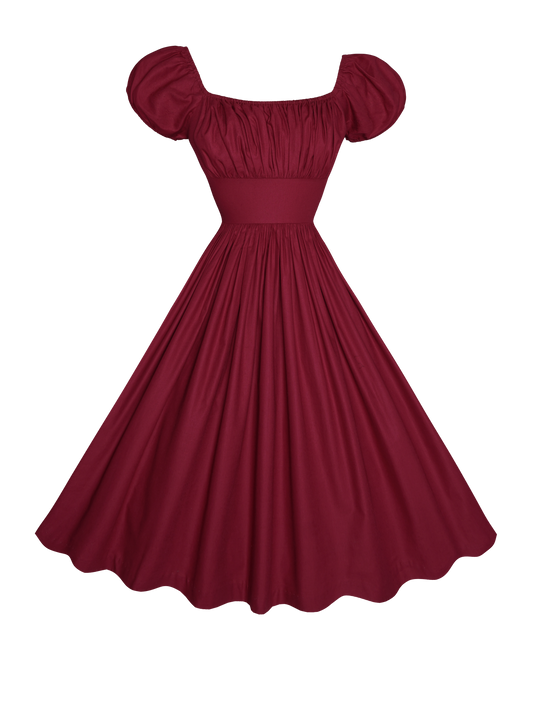 MTO - Loretta Dress in Burgundy Cotton