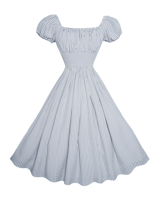 MTO - Loretta Dress Grey Gingham - Medium Checks