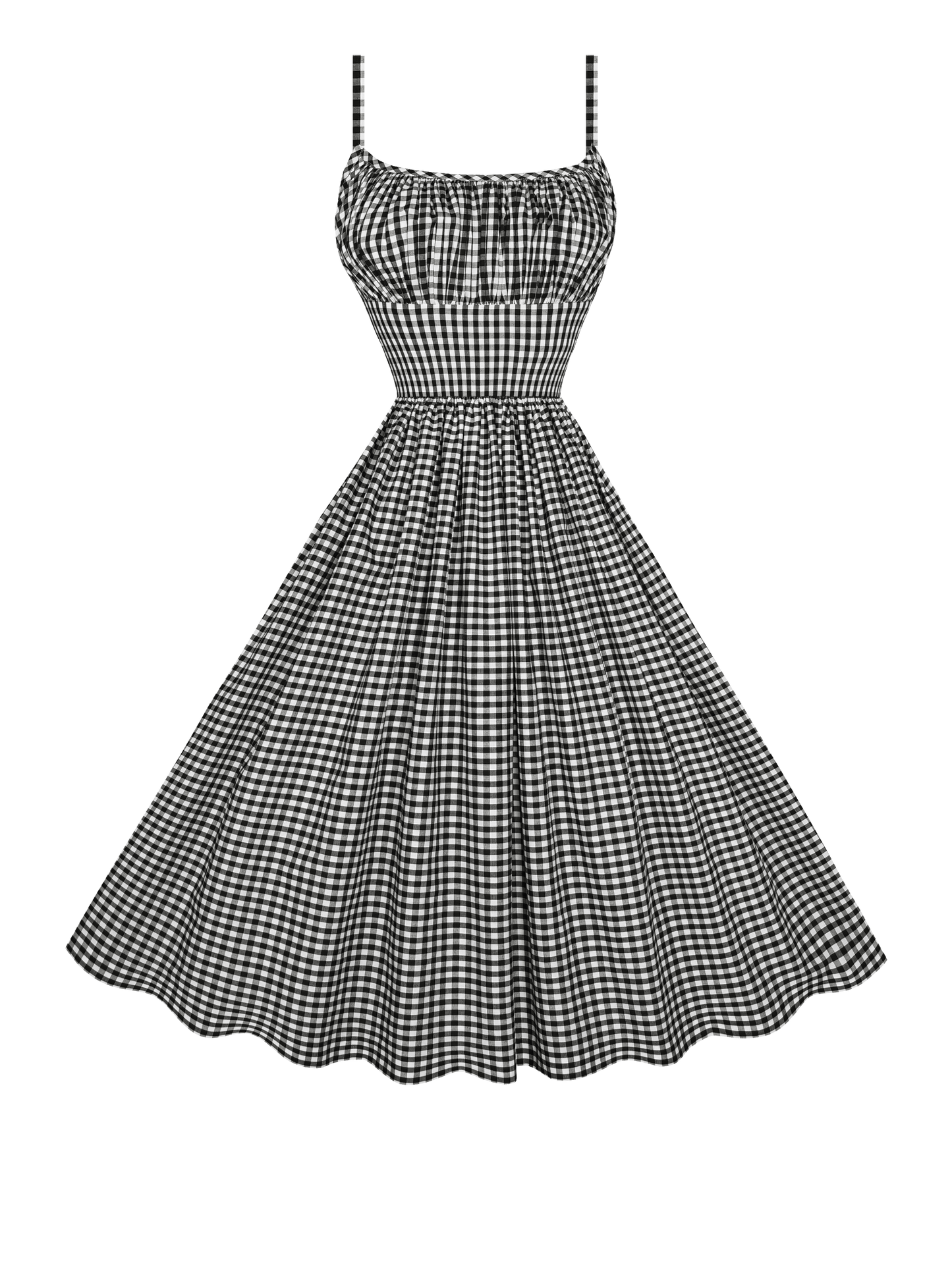 MTO - Grace Dress Black Gingham - Medium Checks