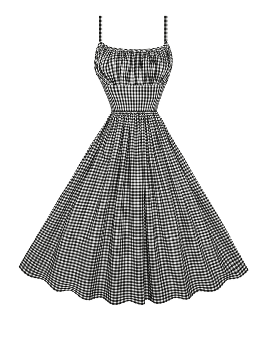 MTO - Grace Dress Black Gingham - Medium Checks