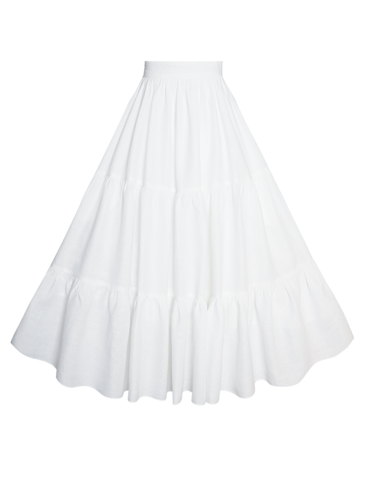 MTO - Pippa Skirt in White Linen