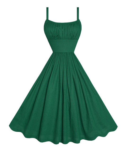 MTO - Grace Dress in Forest Green Linen