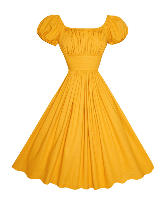 MTO - Loretta Dress in Tuscany Yellow Linen