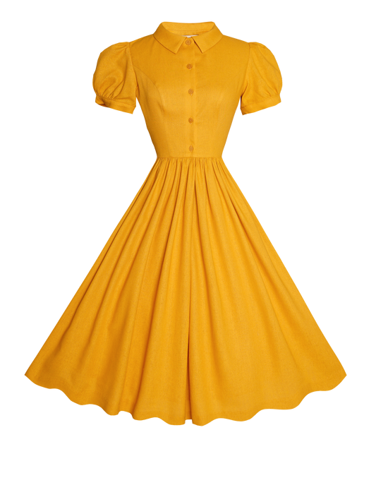 MTO - Judy Dress in Tuscany Yellow Linen