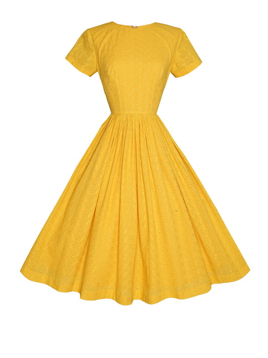 MTO - Dorothy Dress "Forget Me Not" Mustard Eyelet
