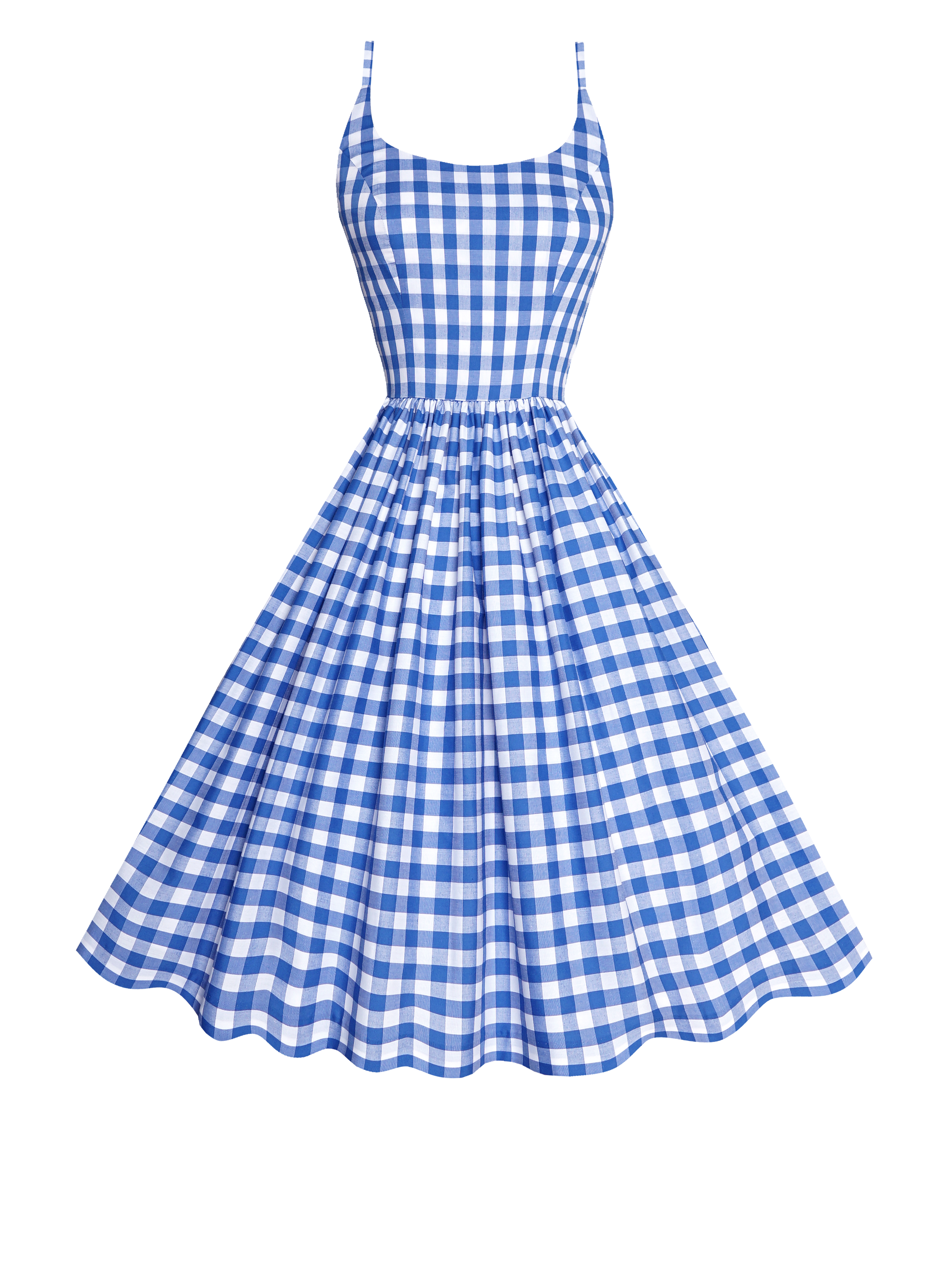 MTO - Penelope Dress Morocco Blues Gingham - Large Checks