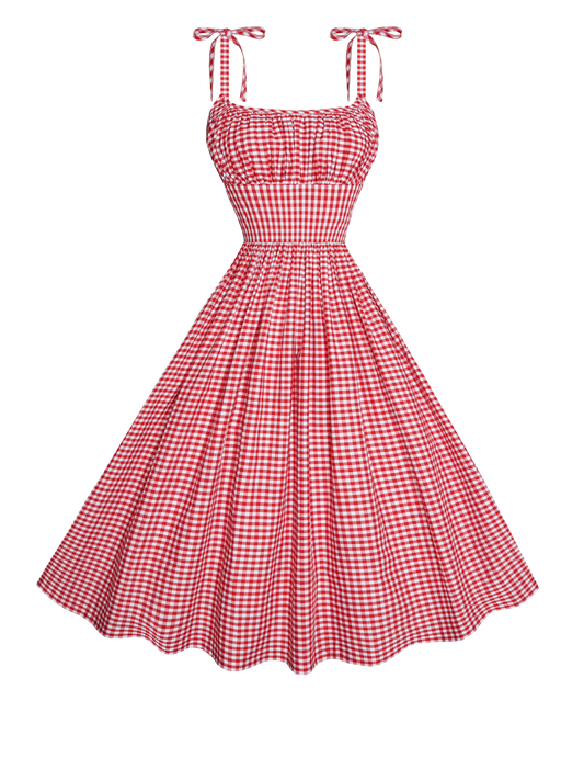 MTO - Kelly Dress in Red Gingham - Medium Checks