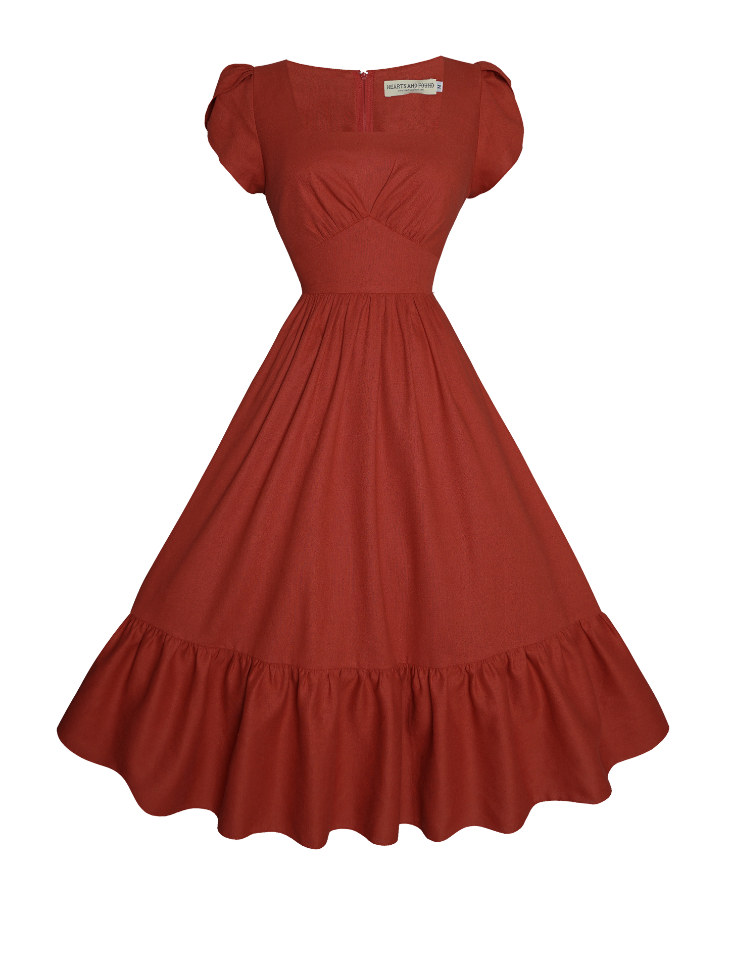 MTO - Ava Dress in Brick Red Linen