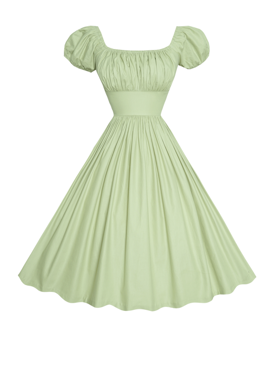 MTO - Loretta Dress in Melon Green Cotton