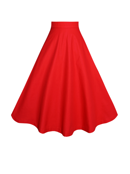 MTO - Lilian Skirt Cardinal Red Cotton