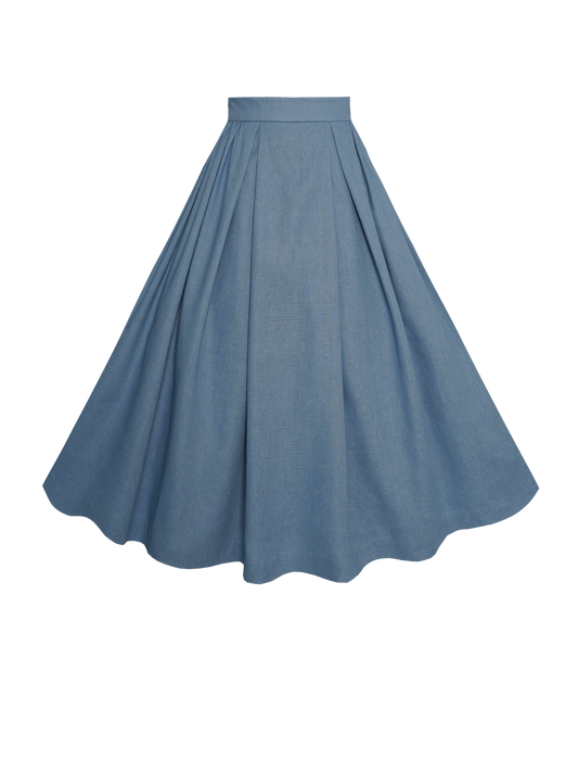 MTO - Ruthie Skirt in Carolina Blue Linen