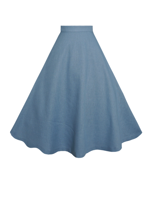 MTO - Lilian Skirt in Carolina Blue Linen