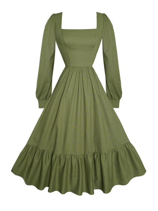 MTO - Mary Dress in Hunters Green Linen