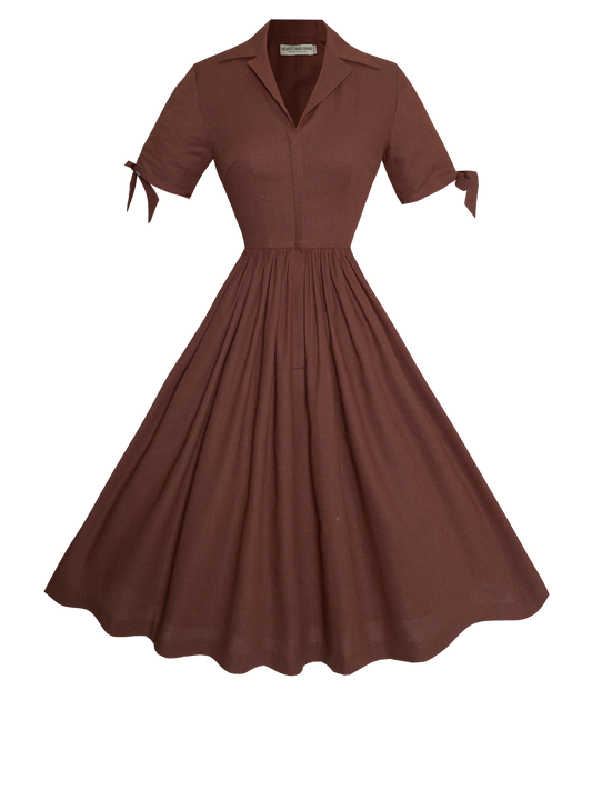 MTO - Trudie Dress in Walnut Linen