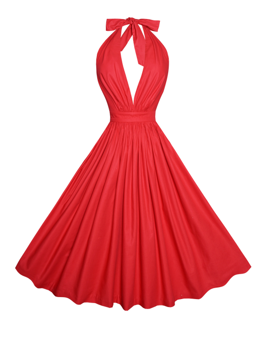 MTO - Charlotte Dress in Cardinal Red Cotton