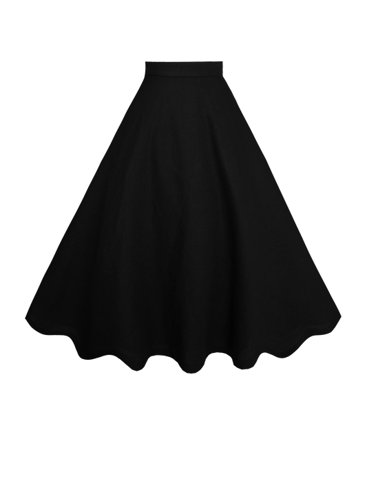 MTO - Lilian Skirt in  Midnight Black Linen
