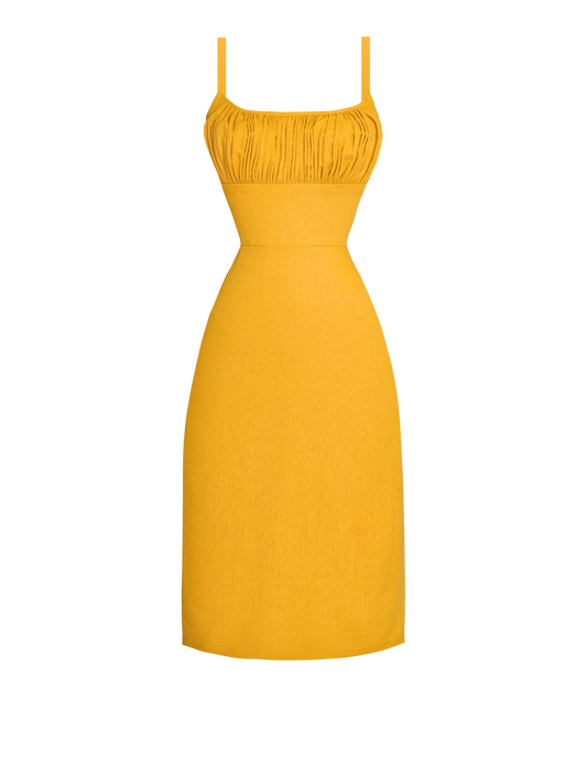 MTO - Bettie Dress Tuscany Yellow Linen