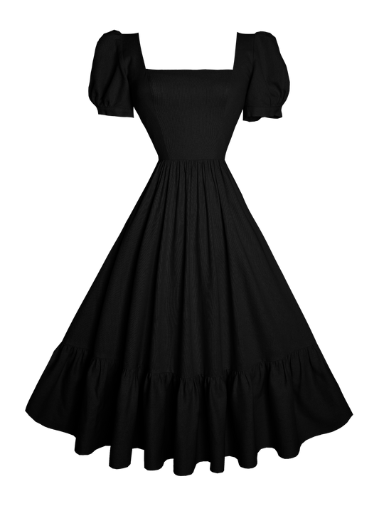 MTO - Isadora Dress in Midnight Black Linen