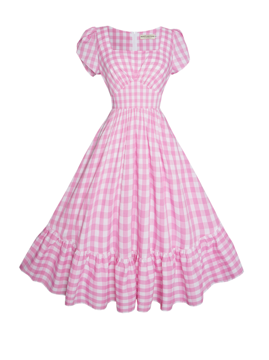 MTO - Ava Dress in Light Pink Gingham - Large Checks