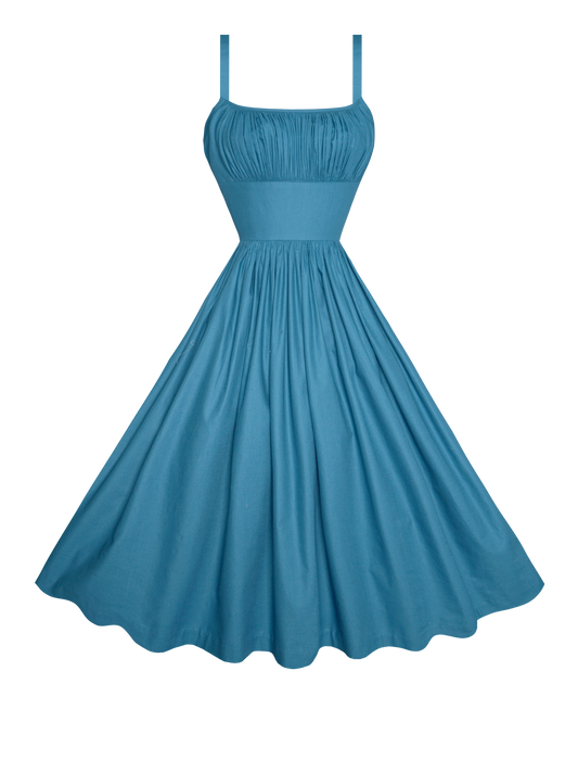 MTO - Grace Dress in Air Force Blue Cotton
