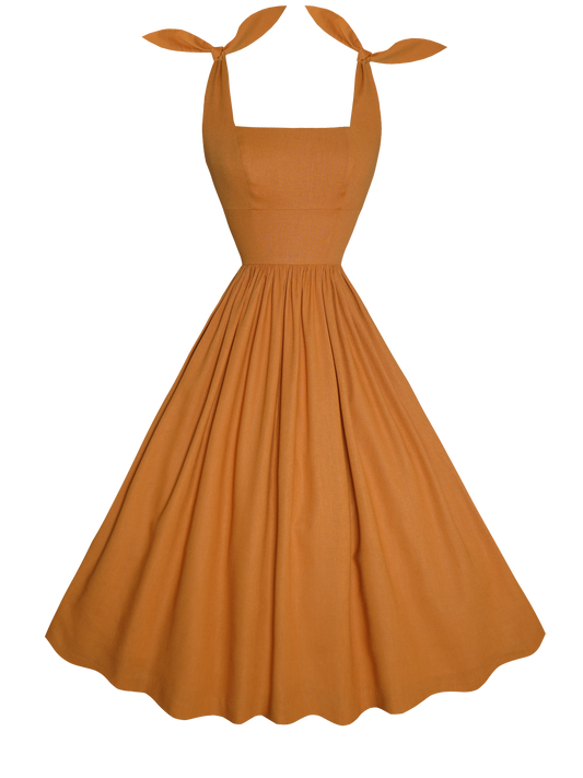 MTO - Gilda Dress Cinnamon Brown Linen