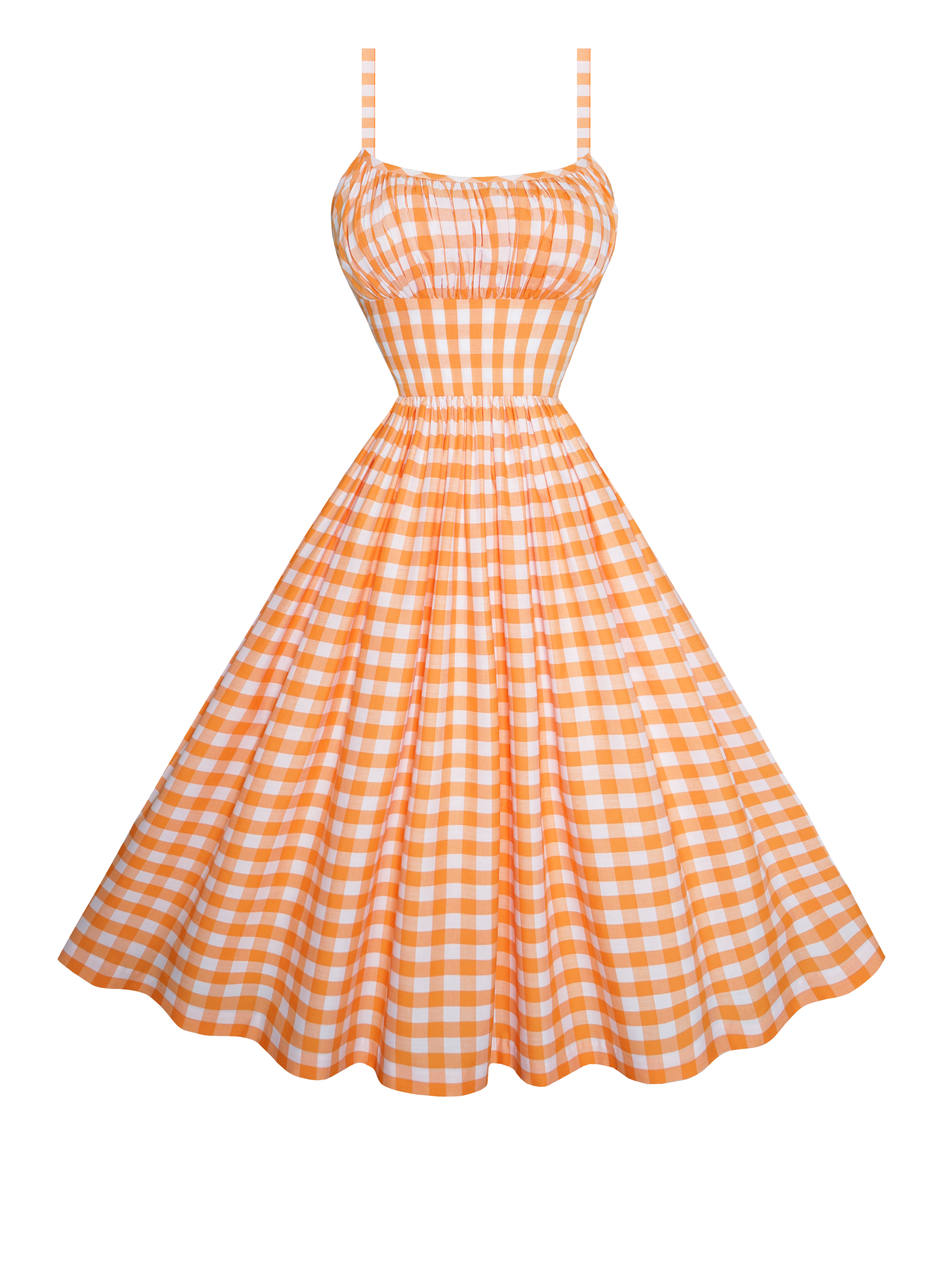 MTO - Grace Dress Orange Gingham - Large Checks