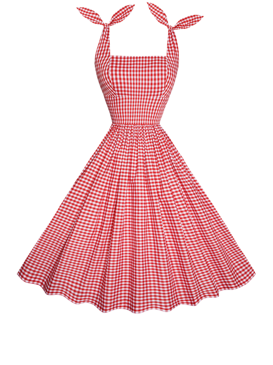 MTO - Gilda Dress Red Gingham - Medium Checks