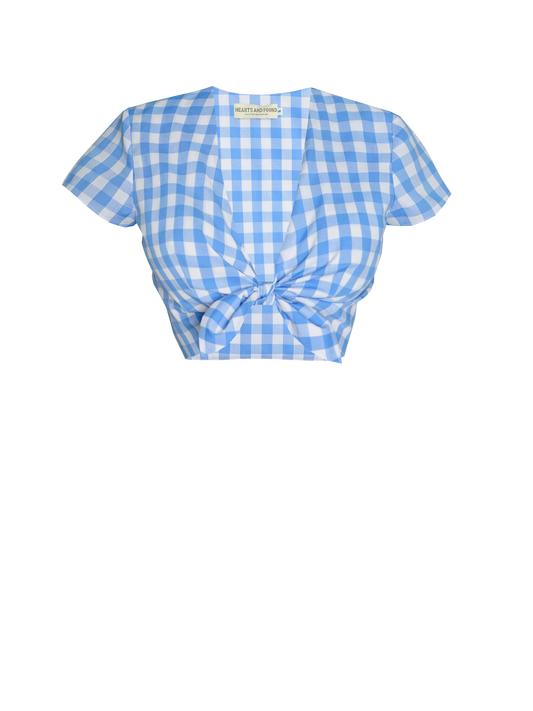 MTO - Joan Top Light Blue Gingham - Large Checks